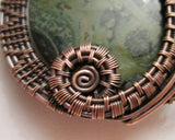 Handmade Wire Woven Oxidized Copper Kambaba Jasper Pendant Necklace