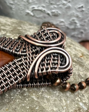 Oxidized Copper Wire Woven Royal Imperial Jasper Pendant - Handmade By Christina