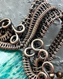 Oxidized Copper Wire Woven Amazonite Pendant - Handmade By Christina