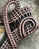 Oxidized Copper Wire Woven Labradorite Pendant