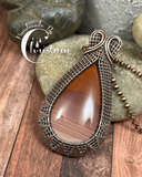 Oxidized Copper Wire Woven Royal Imperial Jasper Pendant - Handmade By Christina