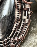 Oxidized Copper Wire Woven Gold Sheen Obsidian Pendant - Handmade By Christina
