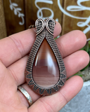 Oxidized Copper Wire Woven Royal Imperial Jasper Pendant - Handmade By Christina