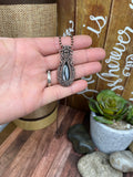 Oxidized Copper Wire Woven Gold Sheen Obsidian Pendant - Handmade By Christina