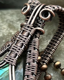 Oxidized Copper Wire Woven Labradorite Pendant necklace
