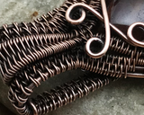 Handmade Oxidized Copper Wire Woven Red Tiger Eye & Chrysoprase Two Tier Pendant Necklace