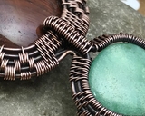 Handmade Oxidized Copper Wire Woven Red Tiger Eye & Chrysoprase Two Tier Pendant Necklace