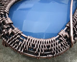 Handmade Oxidized Copper Wire Woven Blue Chalcedony Pendant Necklace Jewelry