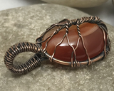Artisan Oxidized Copper Wire Woven Carnelian Tree Of Life Mini Pendant