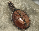 Artisan Oxidized Copper Wire Woven Carnelian Tree Of Life Mini Pendant