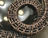 Oxidized Copper Wire Woven Black Spotted Ceramic Pendant