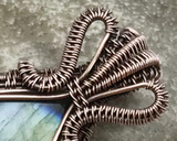 Handmade Oxidized Copper Wire Woven Elegant Green Labradorite Pendant Necklace Jewelry
