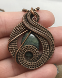 Handmade Oxidized Copper Wire Woven Kambaba Jasper Pendant Necklace