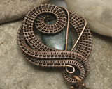 Handmade Oxidized Copper Wire Woven Kambaba Jasper Pendant Necklace