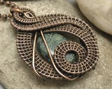 Handmade Oxidized Copper Wire Woven Kambaba Jasper Pendant Necklace