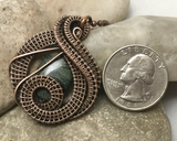 Handmade Oxidized Copper Wire Woven Kambaba Jasper Pendant Necklace
