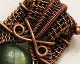 Oxidized Copper Wire Woven Green Labradorite Mini Pendant