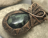 Handmade Oxidized Copper Wire Woven Kambaba Jasper Pendant Necklace