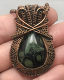 Handmade Oxidized Copper Wire Woven Kambaba Jasper Pendant Necklace