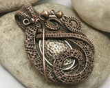 Oxidized Copper Wire Woven & Metal Pendant