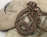 Oxidized Copper Wire Woven & Metal Pendant