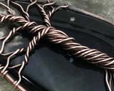 Artisan Oxidized Copper Wire Woven Palm Root Agate Tree Of Life Necklace Jewelry