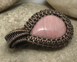 Handcrafted Oxidized Copper Wire Woven Pink Thulite Pendant Necklace