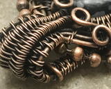 Handmade Oxidized Copper Wire Woven & Snowflake Obsidian Mini Pendant